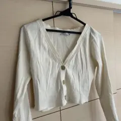 ZARA Vネックリブカーディガン