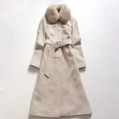 23区 ロングコート アンゴラ フォックスファー ベルト付 2way