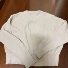 リブ編みライトグレー長袖セーター Lサイズ