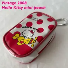2008年】ハローキティ カラビナ付きミニポーチ 水玉柄 平成レトロ 当時物
