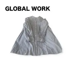 GLOBAL WORK 2WAYチュニックブラウス　ストライプ　長袖シャツ