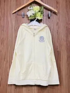 ☆メゾピアノ　イエロー フード付きジップアップパーカー　S（140cm相当）