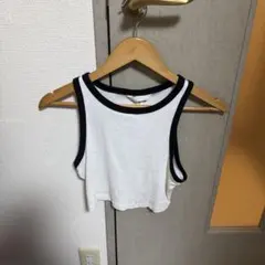 y2k H&M クロップド丈 タンクトップ ホワイト ブラックのサムネイル