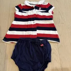 ミキハウス　ホットビスケッツ　女の子　ポロシャツワンピース　70サイズ　ボーダーのサムネイル