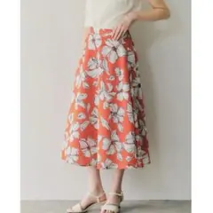 YECCA VECCA リネンライク花柄フレアスカートのサムネイル