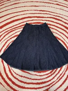 ネイビー　レースフレアスカート　13号LL