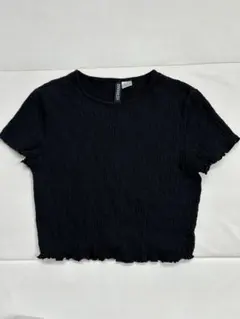 H&M クロップド丈 半袖Tシャツ ブラック Sのサムネイル