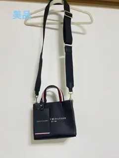 TOMMY HILFIGER 2WAYミニトート 黒 ショルダー・カードケース付