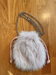 WEGOショルダーバッグ ファー巾着　チェーンショルダー ピンク