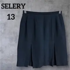 SELERY【13】黒 事務服 スカート プリーツスカート ひざ丈 無地 春夏のサムネイル