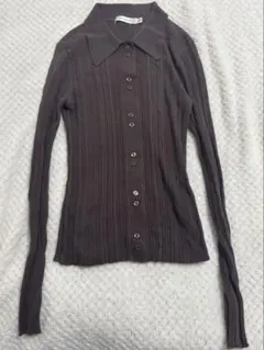 MOUSSY ランダム　リブ　ポロニット　random polo ブラウン