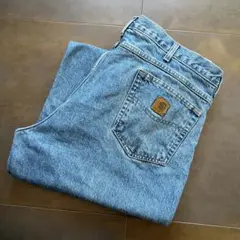 40×30　carhartt カーハート　デニムパンツ　ワイド　ワーク　革パッチ