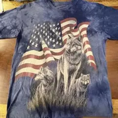⭐︎雰囲気系⭐︎USA 星条旗 オオカミ タイダイTシャツ ウルフ 実寸XL相当のサムネイル