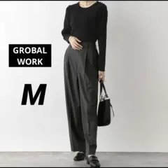 【タグ付き】GROBAL WORK メルティ肩ボタンリブニット　ブラック　M