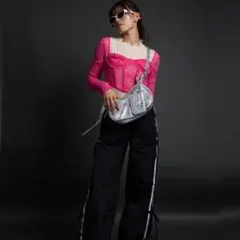 CELENA セレナ コルセットデザイン ワイヤー入り レースシアーカットソー