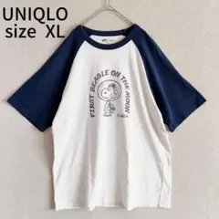 ​ユニクロ UT スヌーピー ラグランTシャツ 半袖 カットソー メンズ XLのサムネイル