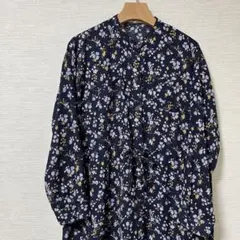 キューティーブロンド(M)ロングフレアワンピース　花柄　袖2way　ウエスト絞り