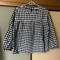 Samansa Mos2 ギンガムチェック　ギャザーブラウス