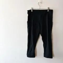 両サイドポケット付 ヨガパンツ 七分丈 レギンス 黒 ハイウエスト フィットネス