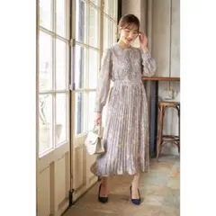 tocco closet フラワープリントタック×プリーツワンピース