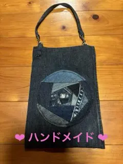 ❤︎ハンドメイド＊リメイク❤︎ バッグチャーム　持ち手付きポーチ　ちっちゃなバッグ