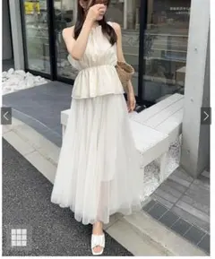 GRL ボリュームロングチュールスカート【at118】アイボリー