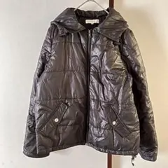 フード付き黒　ダウンジャケット　薄手　フリーサイズ　F パーカー