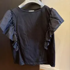 Bailsey ブラック フリルTシャツ　黒　Sのサムネイル