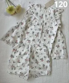 新品♡プティマイン 花柄セットアップ　120
