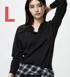 【新品・タグ付き】　UNIQLO メリノポロセーター　ブラック　L