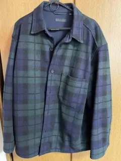 ユニクロ　グリーンネイビー チェック柄オーバーシャツジャケットXL
