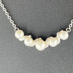 希少・旧ロゴ】田崎真珠 TASAKI 3連 パール ネックレス シルバー