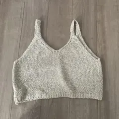 スタディオクリップ　ベージュ Vネック ノースリーブ ニットベスト