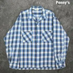 PENNEY'S 60s ビンテージ ループカラー オンブレチェック 開襟シャツ