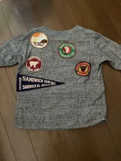 デニムダンガリー　ワッペン　半袖 Tシャツ グレー　110サイズのサムネイル