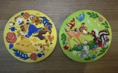 ディズニー刺繍缶バッチ2 美女と野獣＆バンビ 2個セット