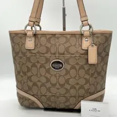 【良品】COACH トートバッグ シグネチャー サークルロゴ シンプル 茶色