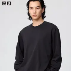 ユニクロU エアリズムコットンクルーネックTシャツ 黒 L