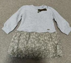 petit main　プティマイン　長袖　トレーナーワンピース　90　グレー