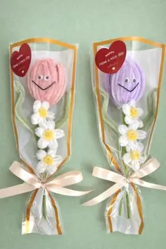 モールフラワー チューリップ2本セット・韓国風・くすみカラー・プレゼントにも◎