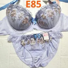 E85 新品未使用 大きいサイズ ブラショーツセット 956601 ブルー 花柄