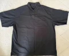【無印良品】風を通す ワイド五分袖布帛ポロシャツ 黒 紳士L