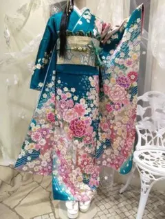 振袖 フルセット、成人式正絹新品振袖、半襟重ね衿帯揚げ帯締め帯、襦袢、ガード加工