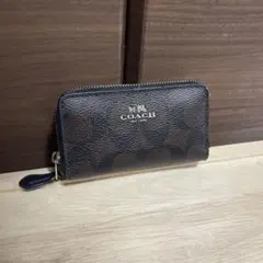 COACH ダークブラウン コインケース　ダブルファスナー　財布