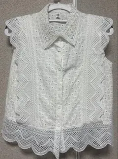 未使用 ホワイトノースリーブシャツ 100%コットン