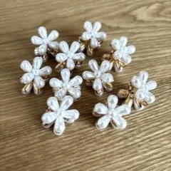 ミニ ヘアクリップ 花 フラワー パール ホワイトゴールド ピン小さめ 編み込み