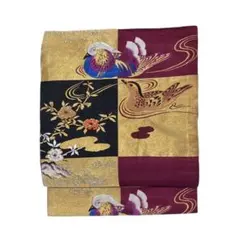 ¨̮⃝ アンティーク 大島織り カルガモ夫婦 名古屋帯