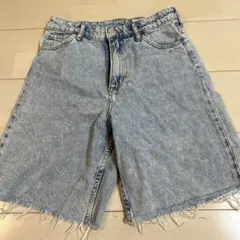 H&M デニムハーフパンツ　160 ケミカル　刺繍