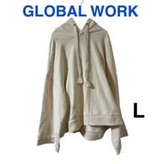 GLOBAL WORK アイボリー フード付き パーカー L