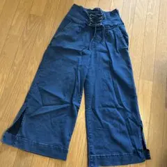 160cm デニム ワイドパンツ ハイウエストタイプ